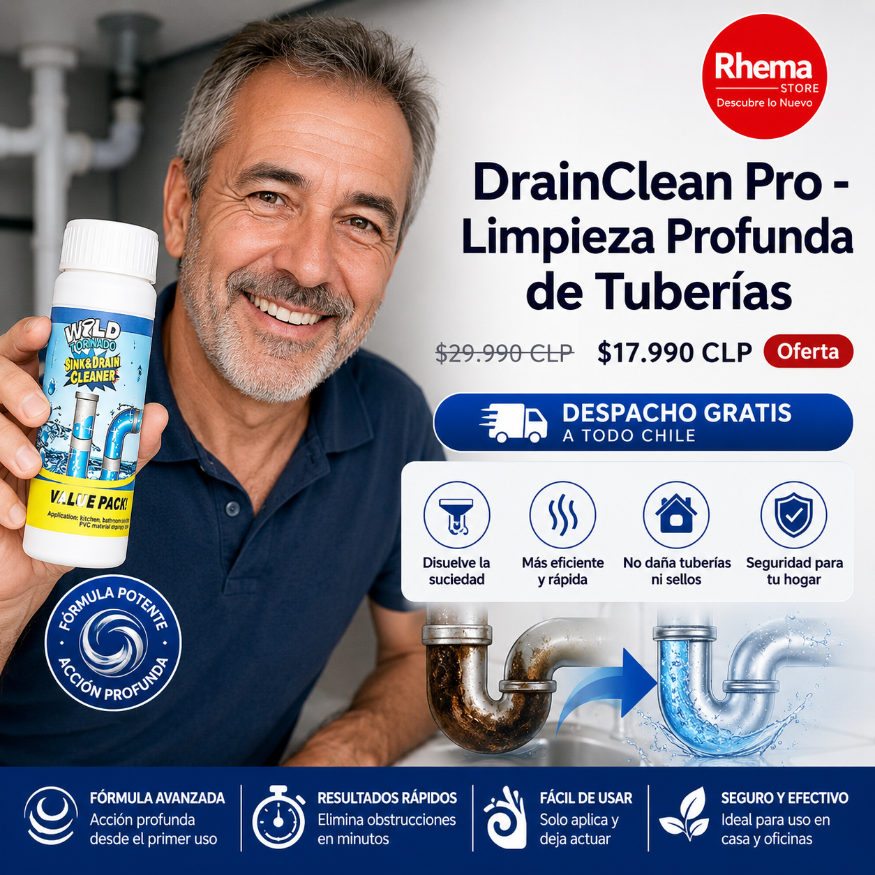 DrainClean Pro - Limpieza Profunda de Tuberías